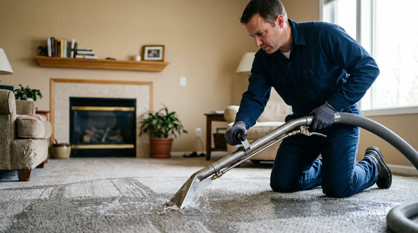 Water damage restoration technician working near North Brunswick, NJ